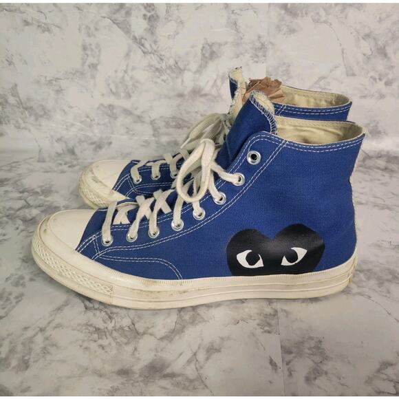 Comme Des Garcons Play X Chuck Taylor All Star Royal Blue Shoes Men's Size 10 - Picture 3 of 7